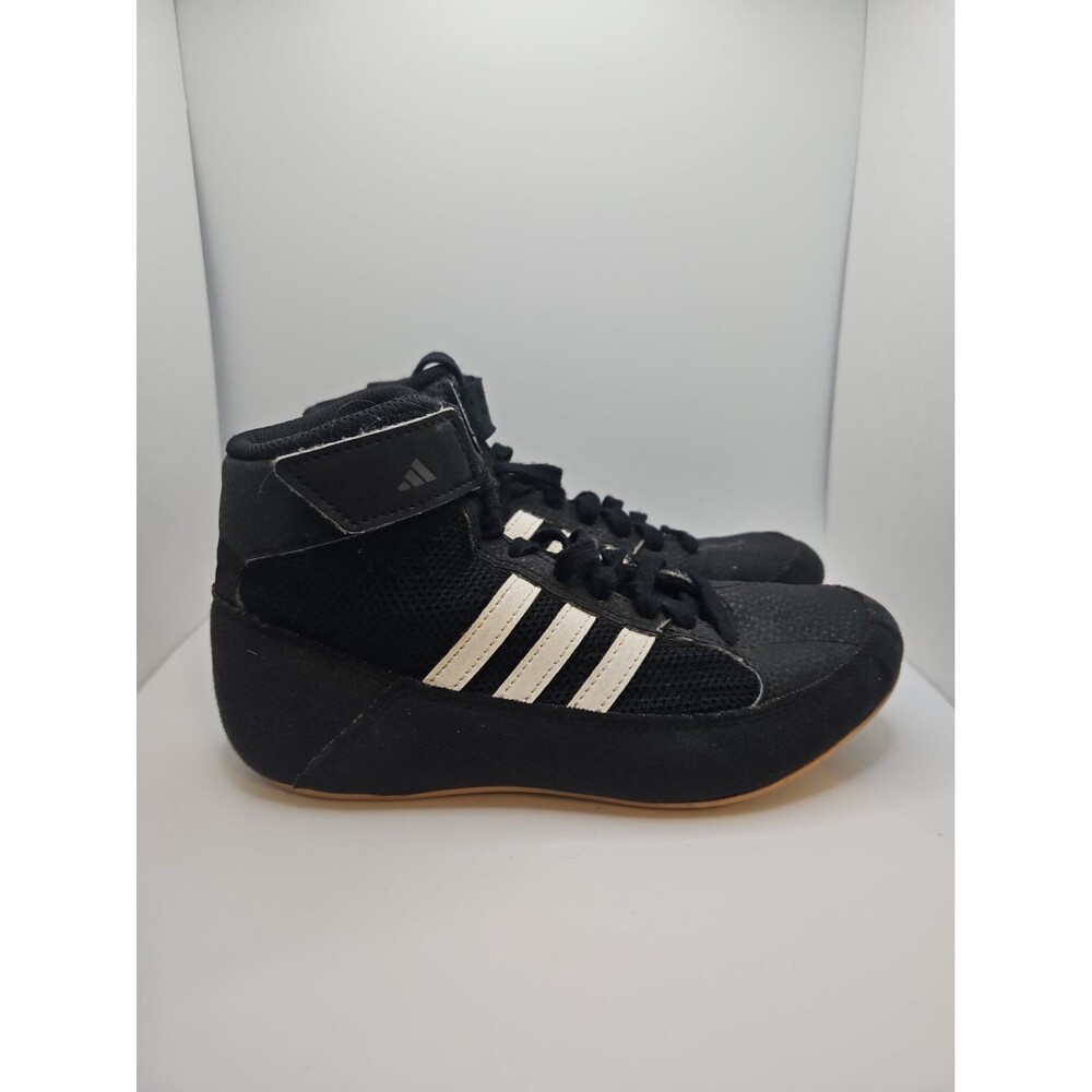 ADIDAS HVC 2 Wrestling Shoes Kids Size 1.5 MMA Black White Gum AQ3327 Big Kids